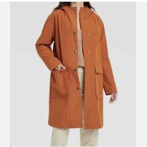 76 A New Day, Rusty Orange Hooded rain Jacket